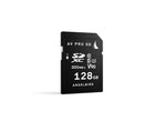 Load image into Gallery viewer, Angelbird AV PRO SD V90 MK2 UHS-II SDXC memory card, front view.
