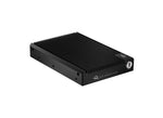 Load image into Gallery viewer, The OWC U2 Shuttle, a black aluminum 3.5-inch drive enclosure that holds four internal M.2 NVMe SSDs and features a U.2 connector.
