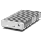 Load image into Gallery viewer, The OWC Express 1M2, a compact, portable external NVMe SSD with a USB4 port, shown from the front.

