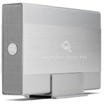 Load image into Gallery viewer, Front view of the OWC Mercury Elite Pro External Storage Solution, a silver aluminum vertical desktop hard drive enclosure.
