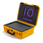 Load image into Gallery viewer, Iodyne Pro Data Fly Kit, including the Pro Data NVMe RAID unit in a yellow hard case with power converter and cables.
