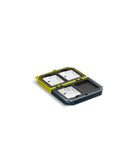 Load image into Gallery viewer, Angelbird MEDIA TANK CFast, a rugged, neon lime-colored aluminum case designed to hold four CFast or CompactFlash memory cards.
