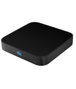 Load image into Gallery viewer, Front view of the OWC miniStack STX, a black and silver stackable storage enclosure and Thunderbolt hub.
