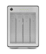 Load image into Gallery viewer, Front view of the OWC Mercury Elite Pro Quad, a 4-bay aluminum RAID enclosure with status lights.
