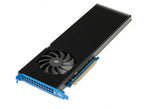 Load image into Gallery viewer, Front view of the OWC Accelsior 8M2 NVMe M.2 SSD to PCIe Card, showing its full-length black heatsink and PCIe connector.
