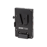 Load image into Gallery viewer, Wooden Camera Pro V-Mount plate, showing the V-lock mechanism and three D-Tap power ports on the side.
