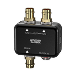 Load image into Gallery viewer, Wooden Camera 4K 12G-SDI Distribution Amplifier (1x2), a compact black box with one SDI input, two SDI outputs, and multiple power connectors.
