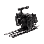 Load image into Gallery viewer, Wooden Camera PCC6K Pro Unified Accessory Kit with V-Mount plate, showing the camera cage, top handle, 15mm rods, and baseplate.
